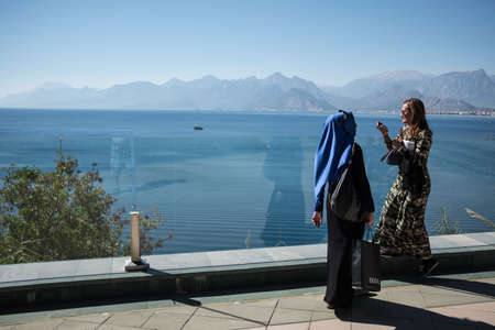 Antalya, Turkey - October 17, 2017: View of the Mediterranean Sea from the city's central park of Karaaliogluのeditorial素材