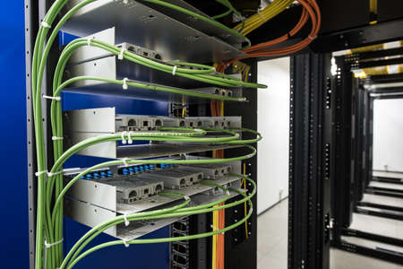 Interior view of a data center's server stationのeditorial素材