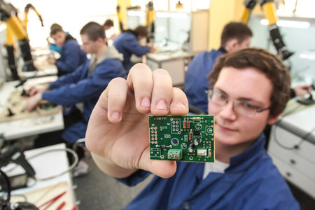 St. Petersburg, Russia - February 16, 2012: Electrotechnical College of Municipal Economy. Students...
