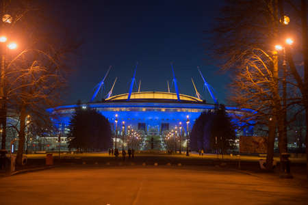 St. Petersburg, Russia - April 12, 2018: Zenit Arena Stadium in June 2018 will host matches of the World Cup.のeditorial素材