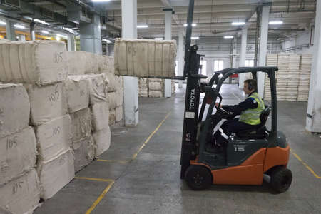 St. Petersburg, Russia - August 30, 2018: Printing workshop of the Mint. Manufacturing of high-tech products from special paper.のeditorial素材