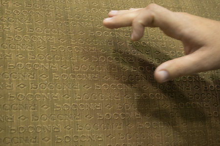 St. Petersburg, Russia - August 30, 2018: Printing workshop of the Mint. Manufacturing of high-tech products from special paper.Metal matrix with engraved images.のeditorial素材