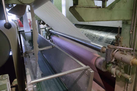 St. Petersburg, Russia - August 30, 2018: Printing workshop of the Mint. Manufacturing of high-tech products from special paper.のeditorial素材