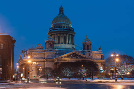 St. Petersburg, Russia - January 5, 2011: St. Isaac's Cathedral was built by architect Auguste Monferanov in 1858. It is the main attraction of the city.のeditorial素材
