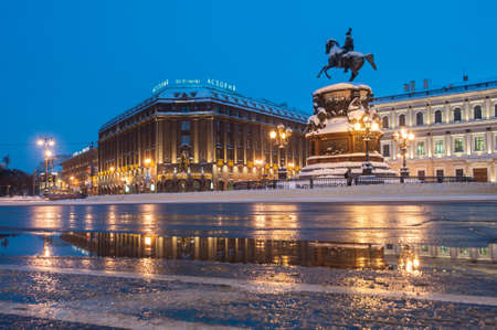 St. Petersburg, Russia-January 5, 2011: Equestrian statue of Russian Tsar Nicholas I. It was executed by sculptor Klodt in 1859.のeditorial素材