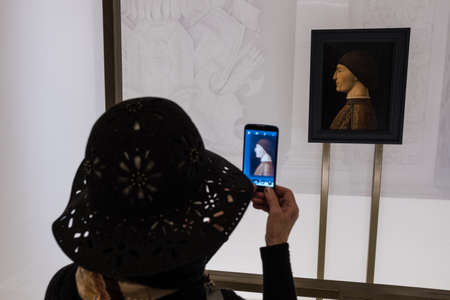 St. Petersburg, Russia - December 6, 2018: State Hermitage monographic exhibition "Piero della Francesca", uniting the works of one of the most famous masters of the XV century from art collections in Italy, Spain, Portugal, UK.のeditorial素材