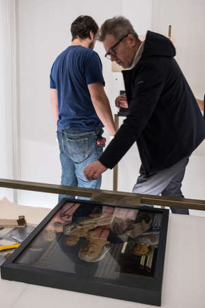 St. Petersburg, Russia - December 6, 2018: State Hermitage monographic exhibition "Piero della Francesca", uniting the works of one of the most famous masters of the XV century from art collections in Italy, Spain, Portugal, UK.のeditorial素材