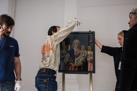 St. Petersburg, Russia - December 6, 2018: State Hermitage monographic exhibition "Piero della Francesca", uniting the works of one of the most famous masters of the XV century from art collections in Italy, Spain, Portugal, UK.のeditorial素材