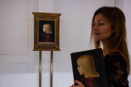 St. Petersburg, Russia - December 6, 2018: State Hermitage monographic exhibition "Piero della Francesca", uniting the works of one of the most famous masters of the XV century from art collections in Italy, Spain, Portugal, UK.のeditorial素材