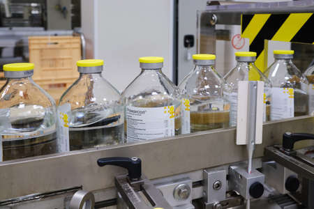 St. Petersburg, Russia - March 1, 2019: Conveer with the drug Remaxol for the treatment of liver dysfunction due to its acute or chronic damage (toxic, alcoholic, medicinal hepatitis)のeditorial素材