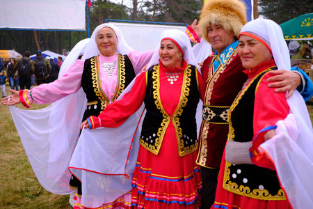 Leningrad Region, Russia - June 30, 2018: Sabantuy - the Peopleâ€™s Tatar and Bashkir feast of...