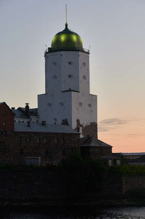 On a white night, the Vyborg castle in the Leningrad region of Russia was built in the Middle Ages by a Swede. A monument of military architecture. June 2020のeditorial素材