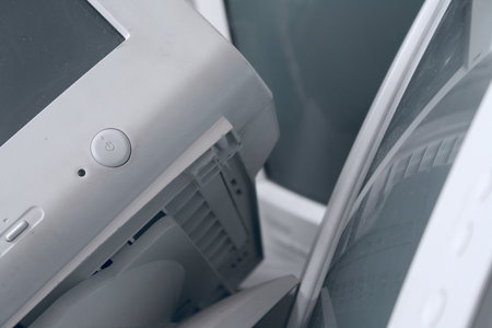 Old broken monitors. The Scramble. Conversionの写真素材