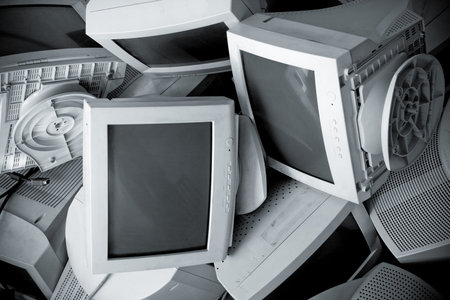 Old broken monitors. The Scramble. Conversionの写真素材