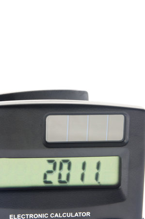 Concept of switching to solar in new year on calculator