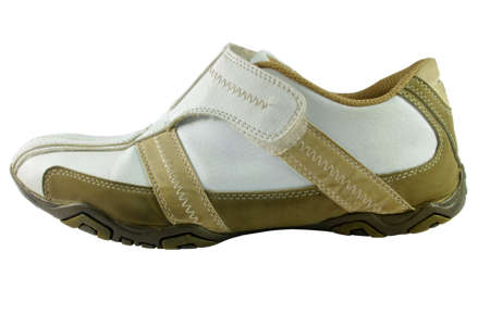Closeup of male sport shoe over whiteの写真素材