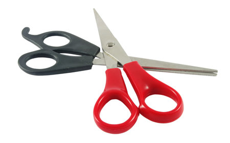 two scissors isolated over white surface