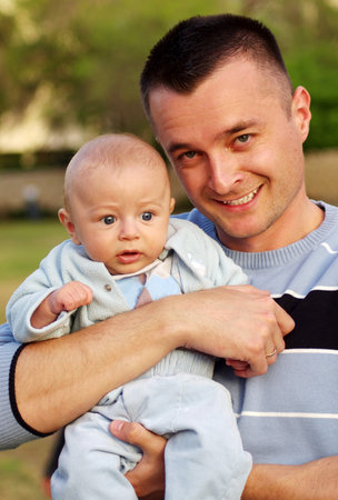 Young father with little son
