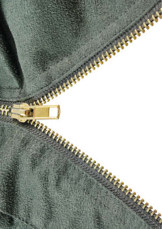 zipper closeup on grey clothの写真素材