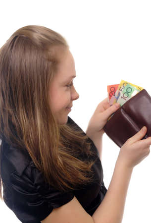 young businesswoman with australian moneyの写真素材