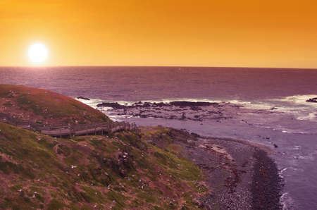 wonderful sunset on Phillip Island in Australiaの写真素材