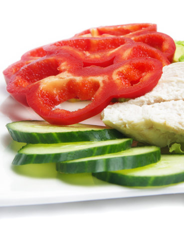 Healthy meal. Chicken,capsicum, and cucumberの写真素材