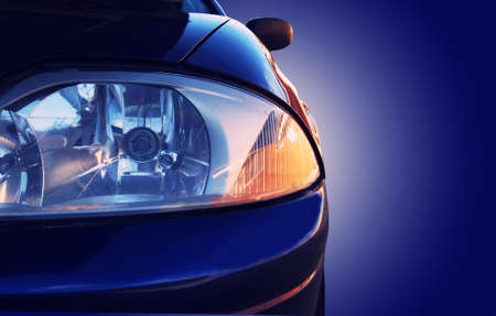 blue modern car closeupの写真素材