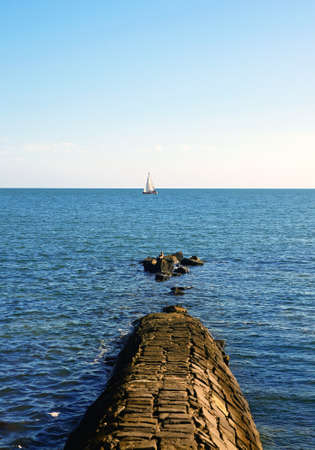 concrete pier in ocean. Melbourne.Australiaの写真素材