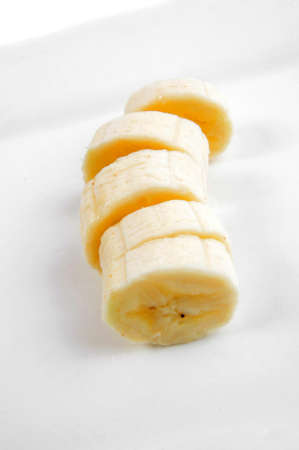 sliced banana on the plateの写真素材