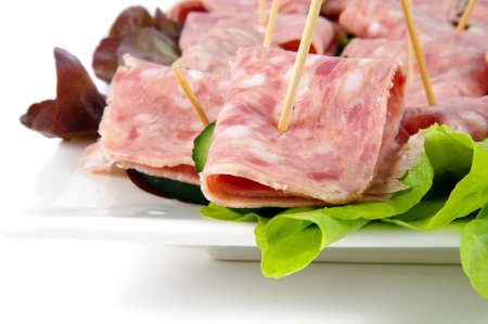 various ham pieces closeup shallow DOF