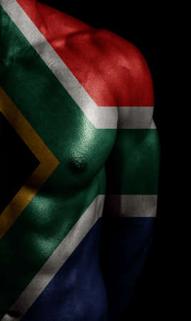 South Africa flag painted on bodyの写真素材