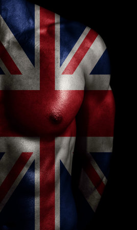 United Kingdom flag painted on bodyの写真素材