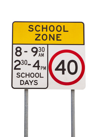 school day road sign over white