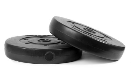 fitness black weights over whiteの写真素材