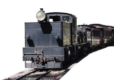 old vintage train  isolated on whiteのeditorial素材