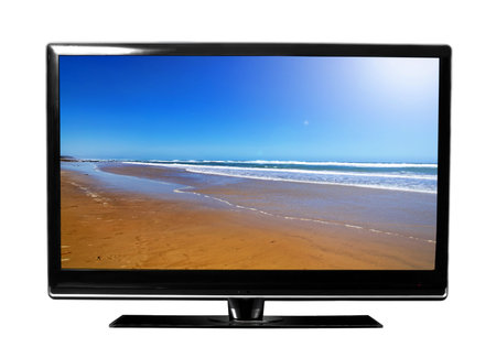 big tv with beach