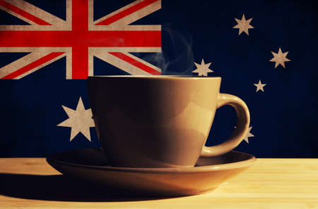 hot drink with Australia flagの写真素材