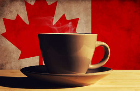 hot drink with Canada flagの写真素材
