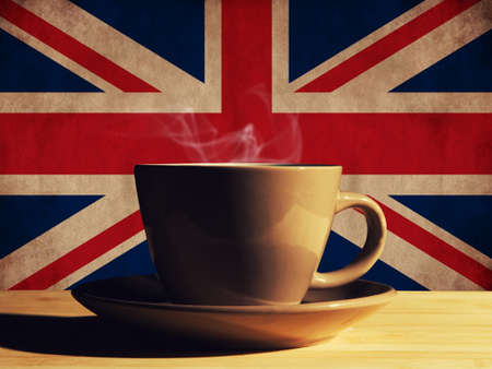 hot drink with UK flagの写真素材