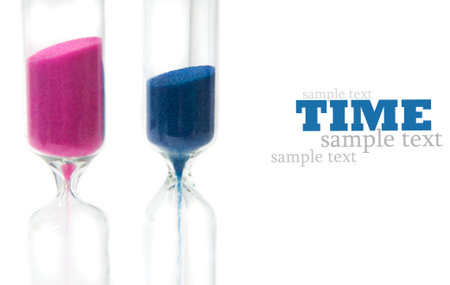 sand clock over white,time concept