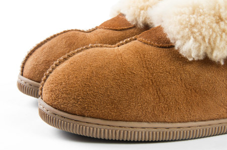 warm home fur shoes closeup
