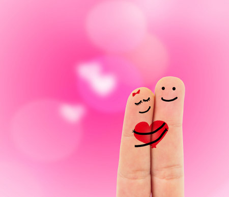 romantic two fingers in loveの写真素材