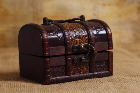 vintage treasure chest closeup on table