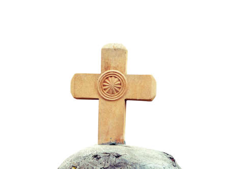 Cross isolated over white surfaceの写真素材