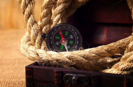 vintage chest with the ropeの写真素材