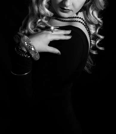 fashion woman with jewelry.toned pictureの写真素材