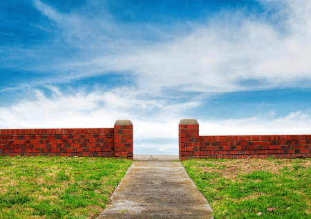 Fence with the blue skyの写真素材
