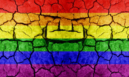 gay flag texture closeupの写真素材