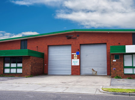 office building with warehouse closeup