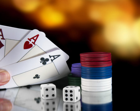 gambling concept,cards with stakes